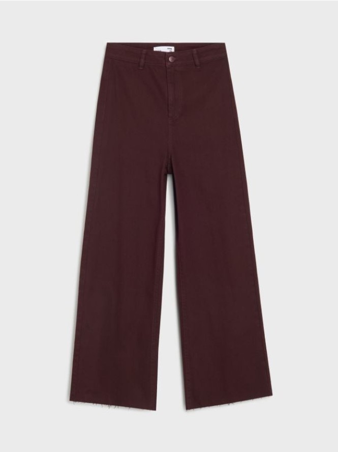 Jeansy culotte - bordowy