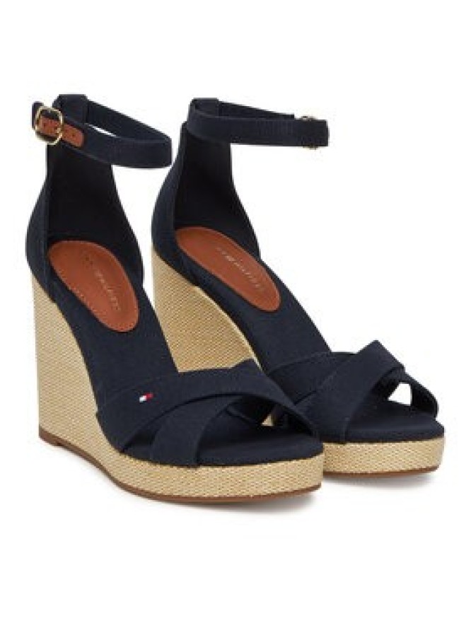 Tommy Hilfiger Sandały Flag High Wedge Espad Crisscross FW0FW08661 Granatowy