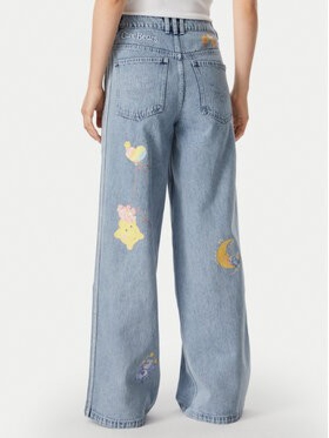 adidas Jeansy Care Bear High Rise KQ6748 Niebieski jasny Wide Leg