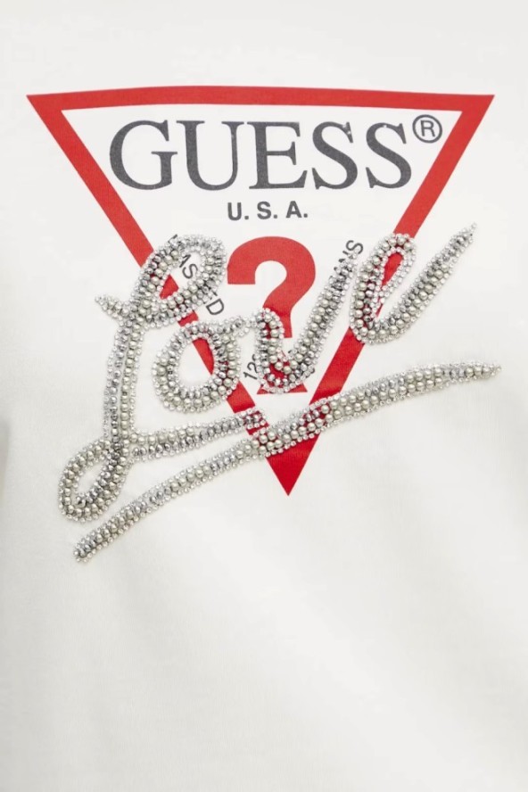 GUESS Biała bluza damska Love, Rozmiar L