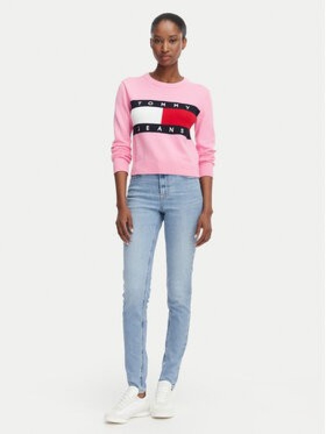 Tommy Jeans Sweter Flag DW0DW22930 Różowy jasny Regular Fit
