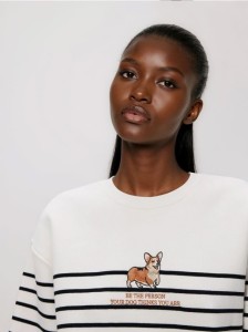 Bluza w paski z haftem - wielobarwny