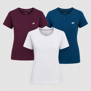 ZESTAW KOSZULEK DAMSKICH 4F KOMPLET T-SHIRT 3PAK SPORTOWY SS26