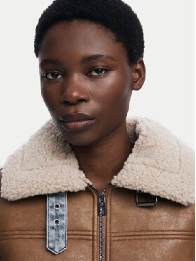 Desigual Kurtka z imitacji skóry Double 25WWEW39 Brązowy Regular Fit