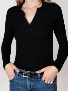 Body z długimi rękawami - czarny