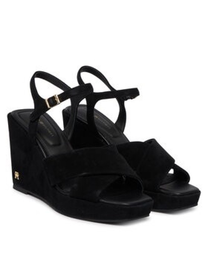 Tommy Hilfiger Sandały Suede Wrapped High Wedge FW0FW09218 Czarny