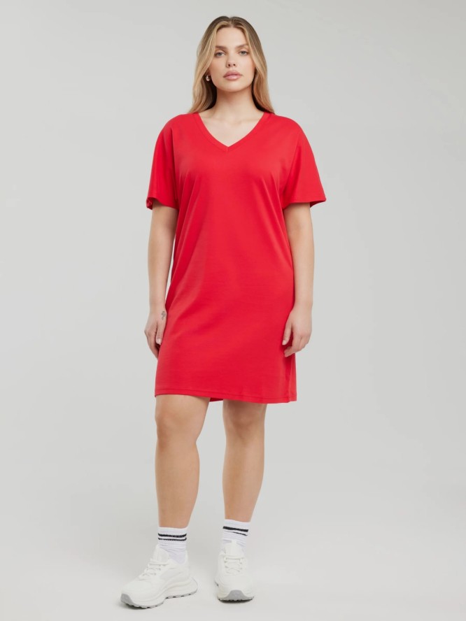 Sukienka damska bawełniana z krótkim rękawem czerwona Zorkaya 603