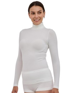 Koszulka damska golf z wełną Brubeck COMFORT MERINO