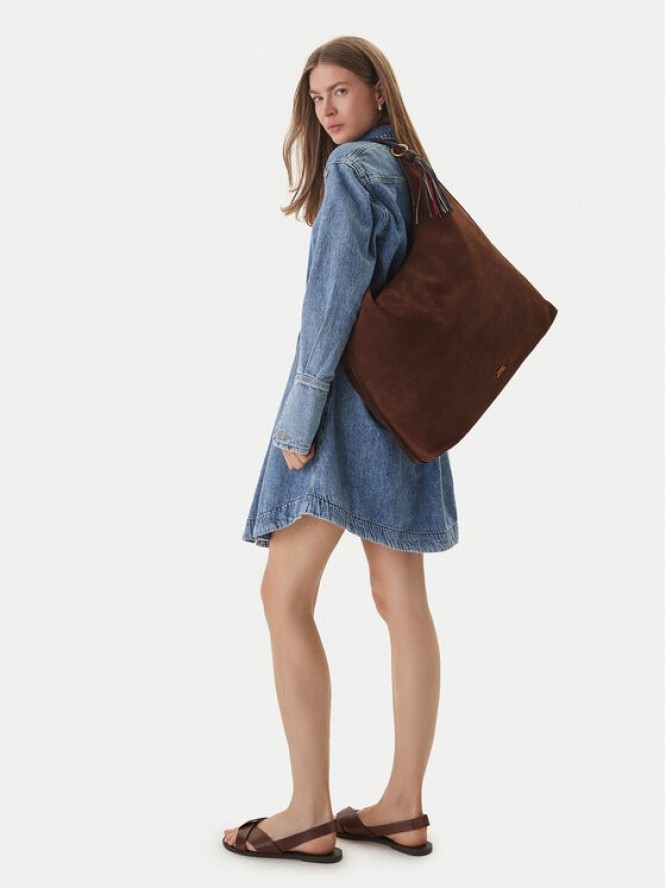 Tommy Hilfiger Torebka Th Statement Leather Hobo Suede AW0AW18403 Brązowy