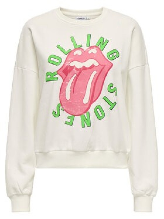 ONLY Bluza Rolling Stones 15345927 Biały Regular Fit