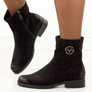Czarne zamszowe botki damskie Vinceza 58594