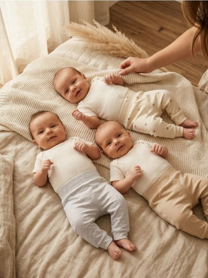 Bawełniane spodnie dresowe 3 pack - kremowy