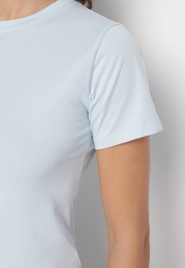 Jasnoniebieski Klasyczny T-shirt z Bawełny Lorali