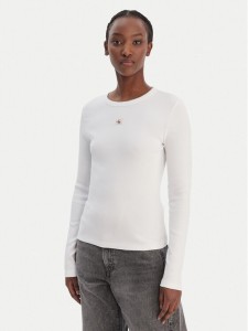 Calvin Klein Jeans Bluzka LV047E205G Biały Slim Fit