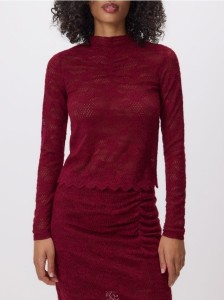 Bluzka z haftowanym wzorem - burgundowy