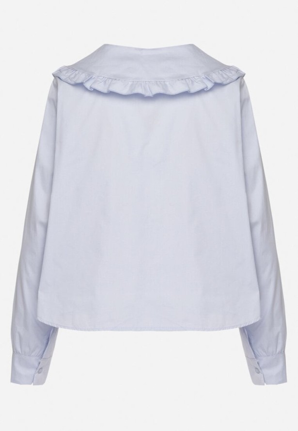 Niebieska Koszula z Bawełny Ozdobiona Kołnierzykiem Fulinea