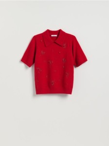 Sweter z aplikacjami - czerwony