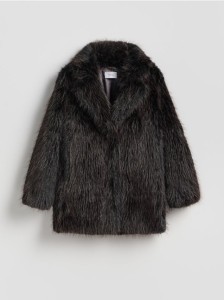 Kurtka z imitacji futra - ciemnobrązowy