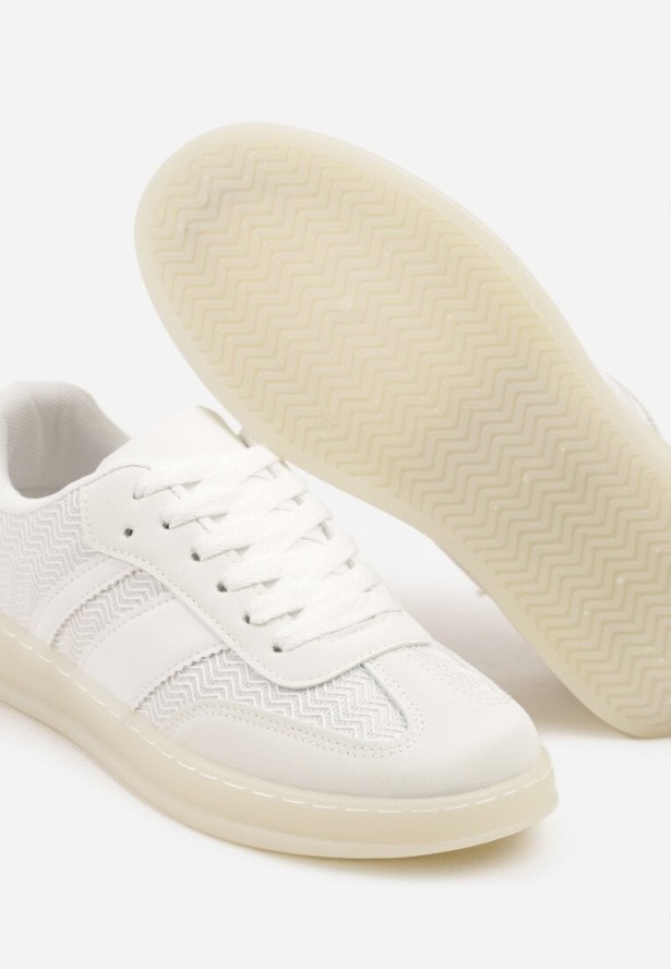 Białe Sneakersy Tenisówki Ozdobione Paskami Amodira