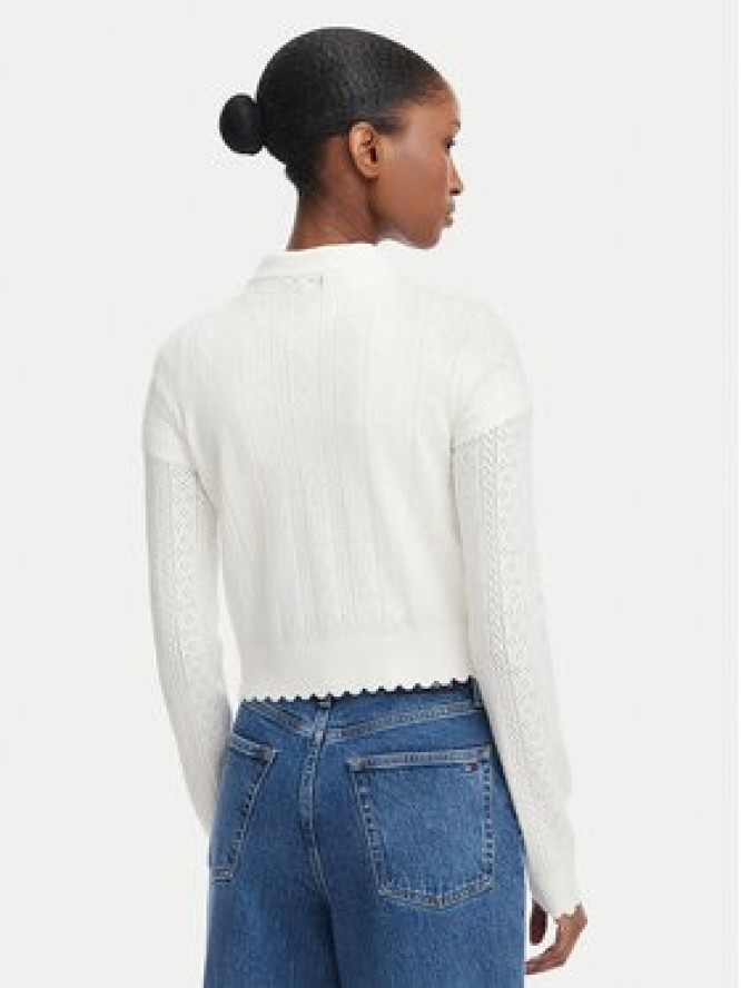 Tommy Jeans Kardigan Pointelle DW0DW22931 Biały Regular Fit