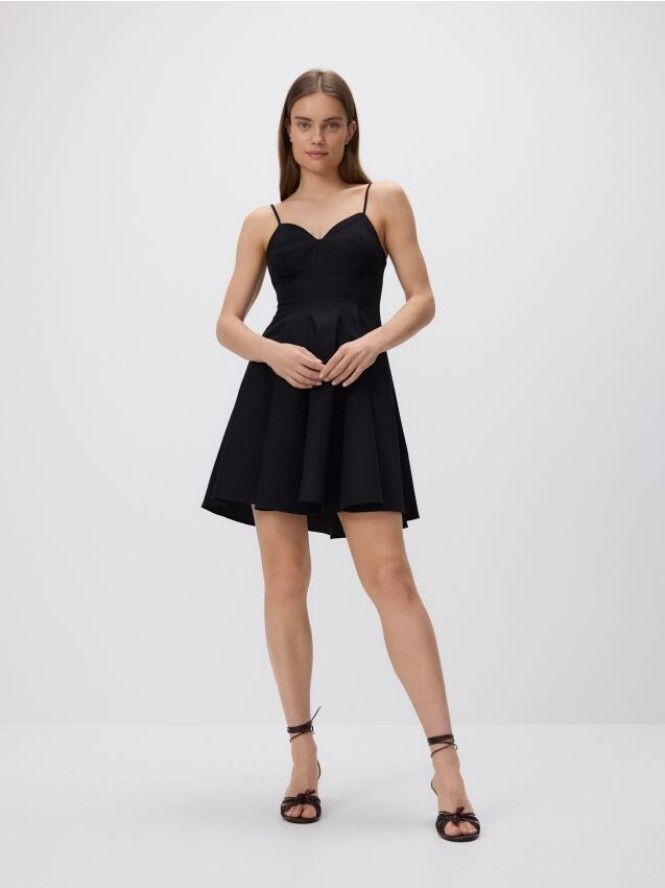 Bawełniana sukienka mini - czarny