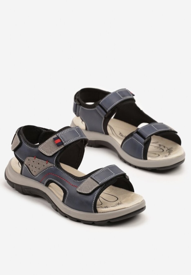 Granatowe Sportowe Sandały Vices z Zapięciem na Rzep Tanovia