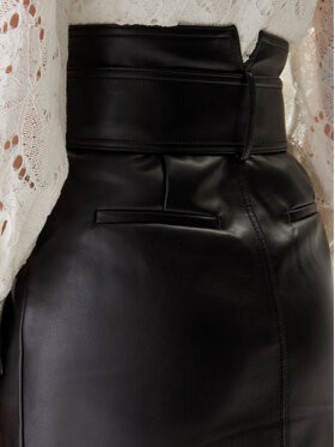 Morgan Spódnica z imitacji skóry 242-JADY Czarny Regular Fit