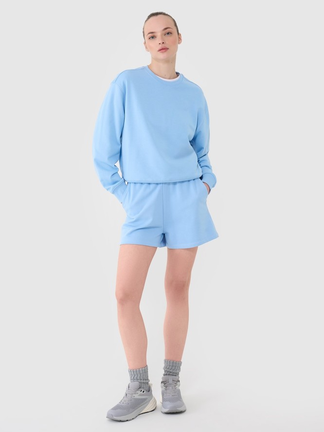 4F Bluza dresowa nierozpinana bez kaptura damska - niebieska XXL