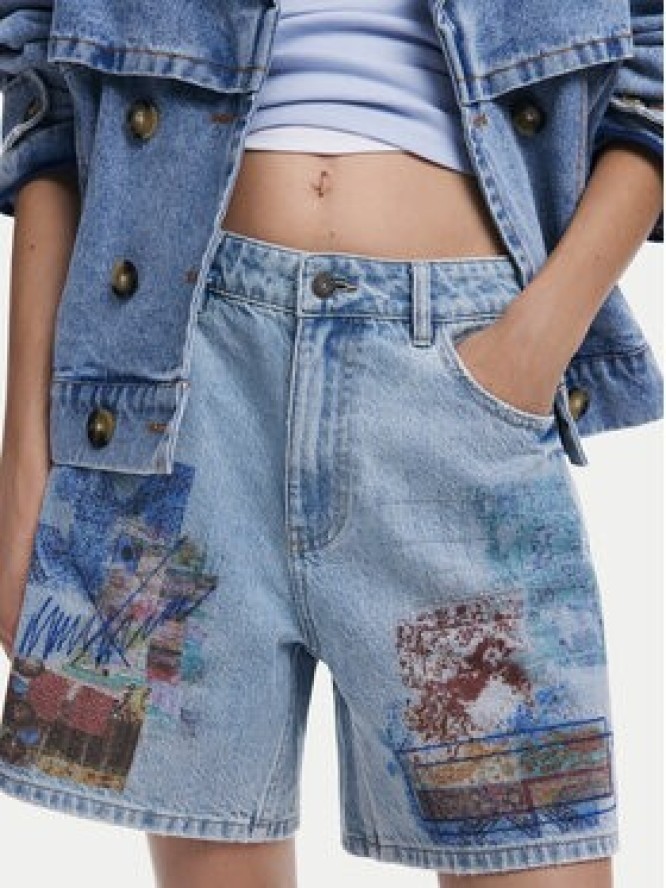 Desigual Szorty jeansowe Inidan 25SWDD24 Niebieski Straight Fit