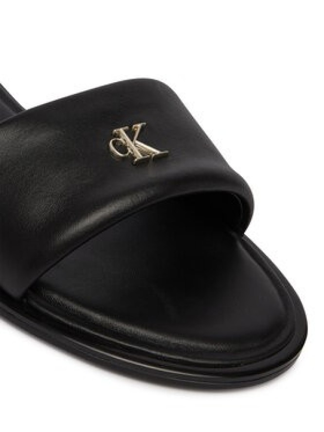 Calvin Klein Klapki Round Flat Sndl Lth Bar Hw 2 HW0HW02925 Czarny