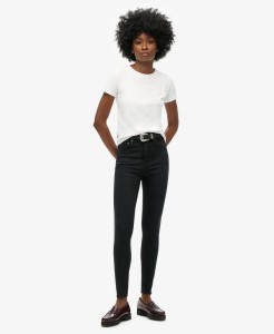 superdry Wysokie biodra skinny jeans z bawełny organicznej — Black Rinse