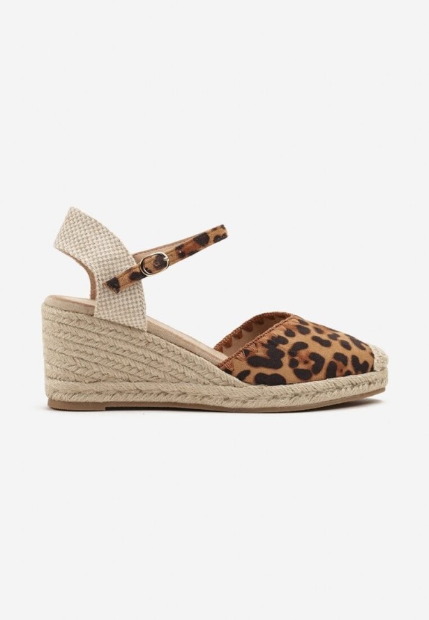 Panterkowe Sandały w Stylu Espadryli na Koturnie z Plecionką Meralissea
