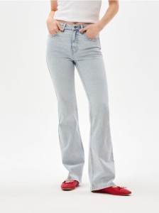 Jeansy flare mid waist - niebieski