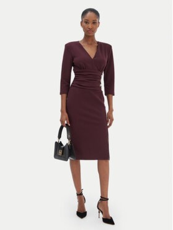 Rinascimento Sukienka koktajlowa CFC0020161002 Bordowy Slim Fit