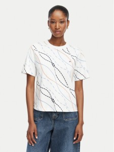 Tommy Hilfiger T-Shirt Interlock WW0WW49646 Biały Boxy Fit