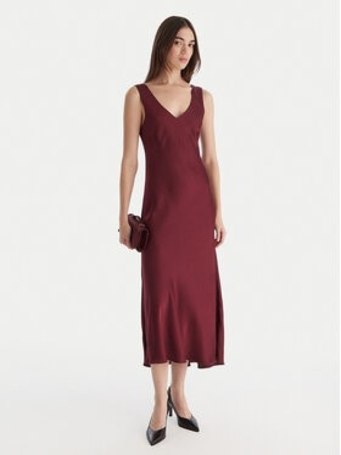 ViCOLO Sukienka koktajlowa TF0247 Bordowy Regular Fit