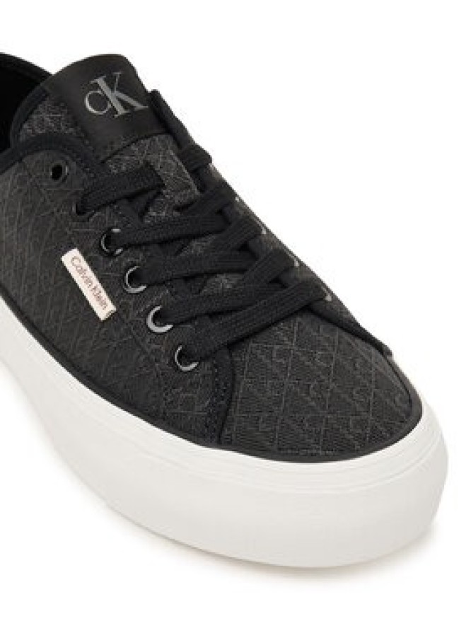 Calvin Klein Sneakersy Vulc Flatf Laceup Jaq Aop HW0HW03265 Czarny