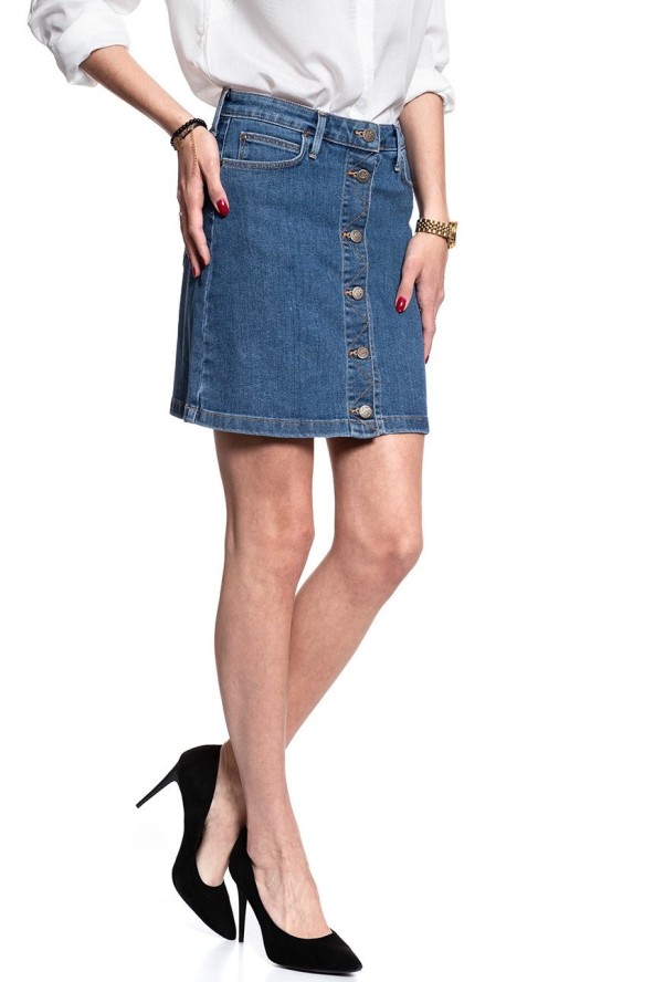 SPÓDNICA JEANSOWA LEE A LINE SKIRT MID STONEWASH L38NMG44 112108286
