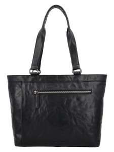 HIDE & STITCHES Skórzana torebka w kolorze czarnym - 37 x 29 x 8 cm rozmiar: onesize