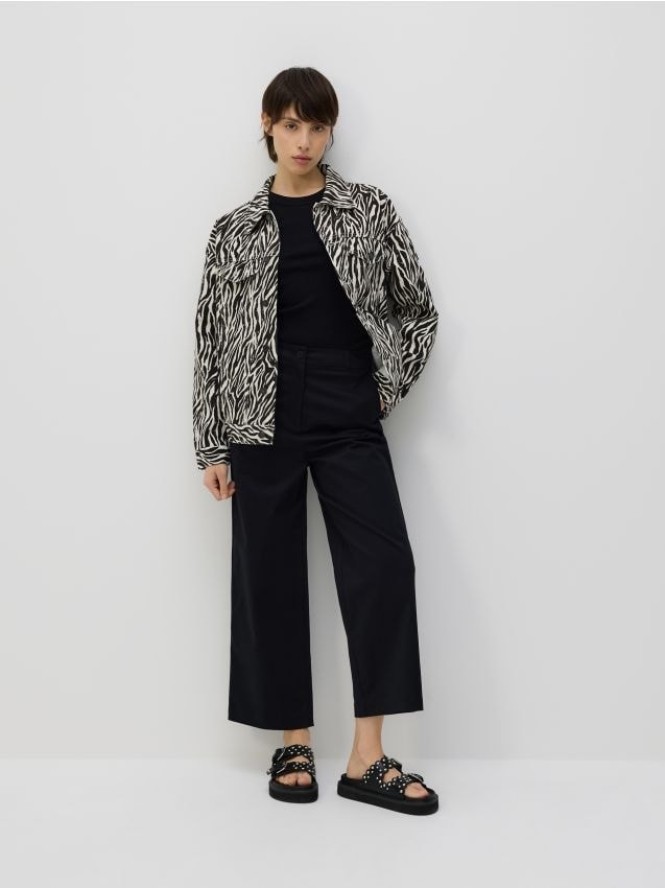 Bawełniane spodnie culotte - czarny