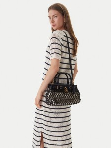 Tommy Hilfiger Torebka American Icon Mini Tote Macrame AW0AW18542 Czarny