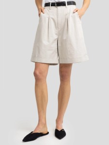 Szorty damskie luźne z dodatkiem lnu beżowe Maryliani 800
