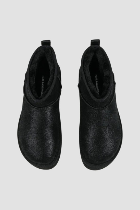 KARL LAGERFELD Czarne botki zamszowe THERMO Lo Slip On Boot, Rozmiar 38
