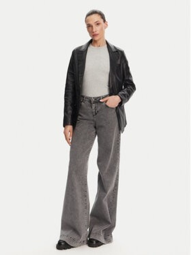 Serge Pariente Kurtka skórzana Caprice Czarny Slim Fit