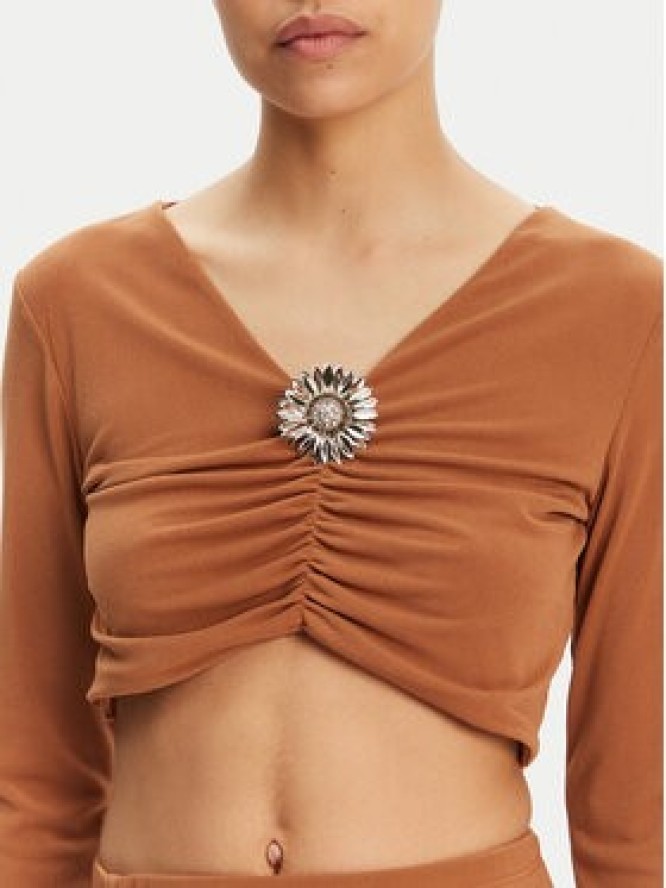 ViCOLO Bluzka UD0026 Brązowy Slim Fit