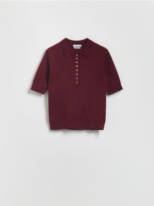 Sweter z wełną - burgundowy