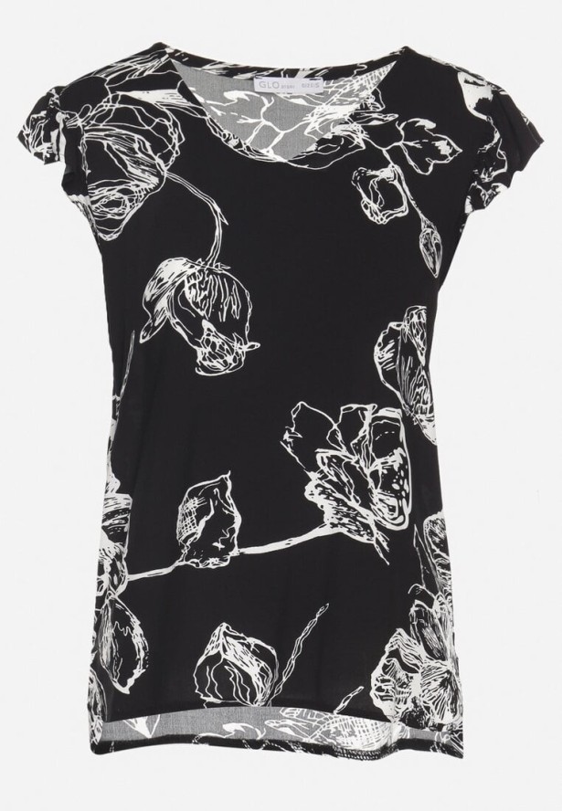 Czarna Bluzka z Kwiatowym Wzorem Maivan