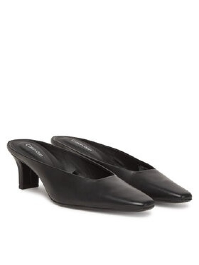 Calvin Klein Klapki Heel Mule Pump 50 - Lth HW0HW02332 Czarny