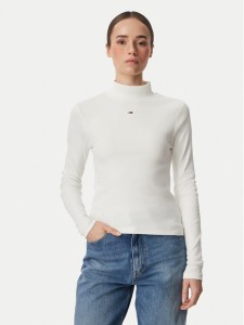 Tommy Jeans Bluzka Essential DW0DW19830 Biały Slim Fit