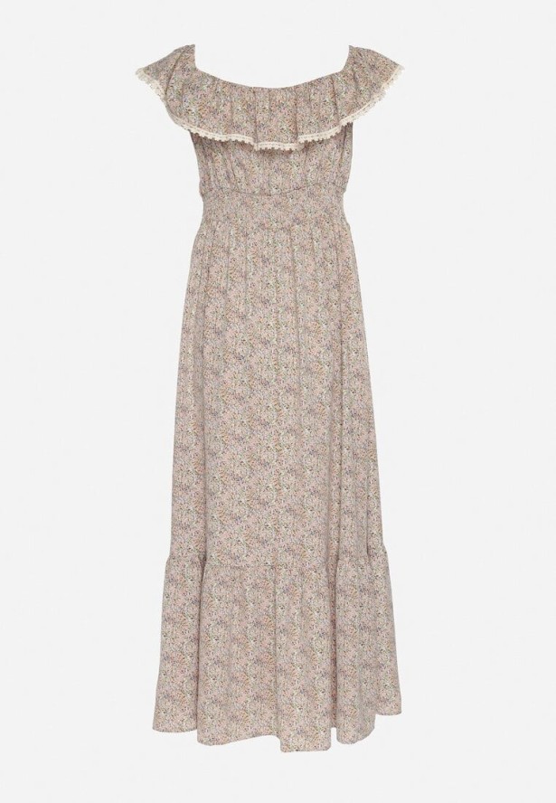 Zielona Sukienka Ozdobiona Falbankami Folirae